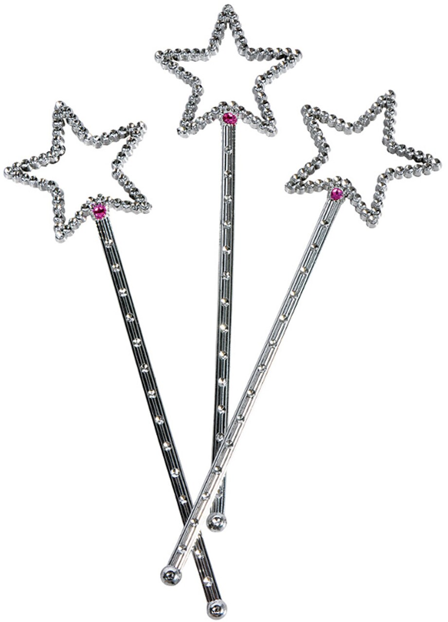 Dozen Fairy Princess Queen Silver Magic Star Wand Scepter Costume Accessory